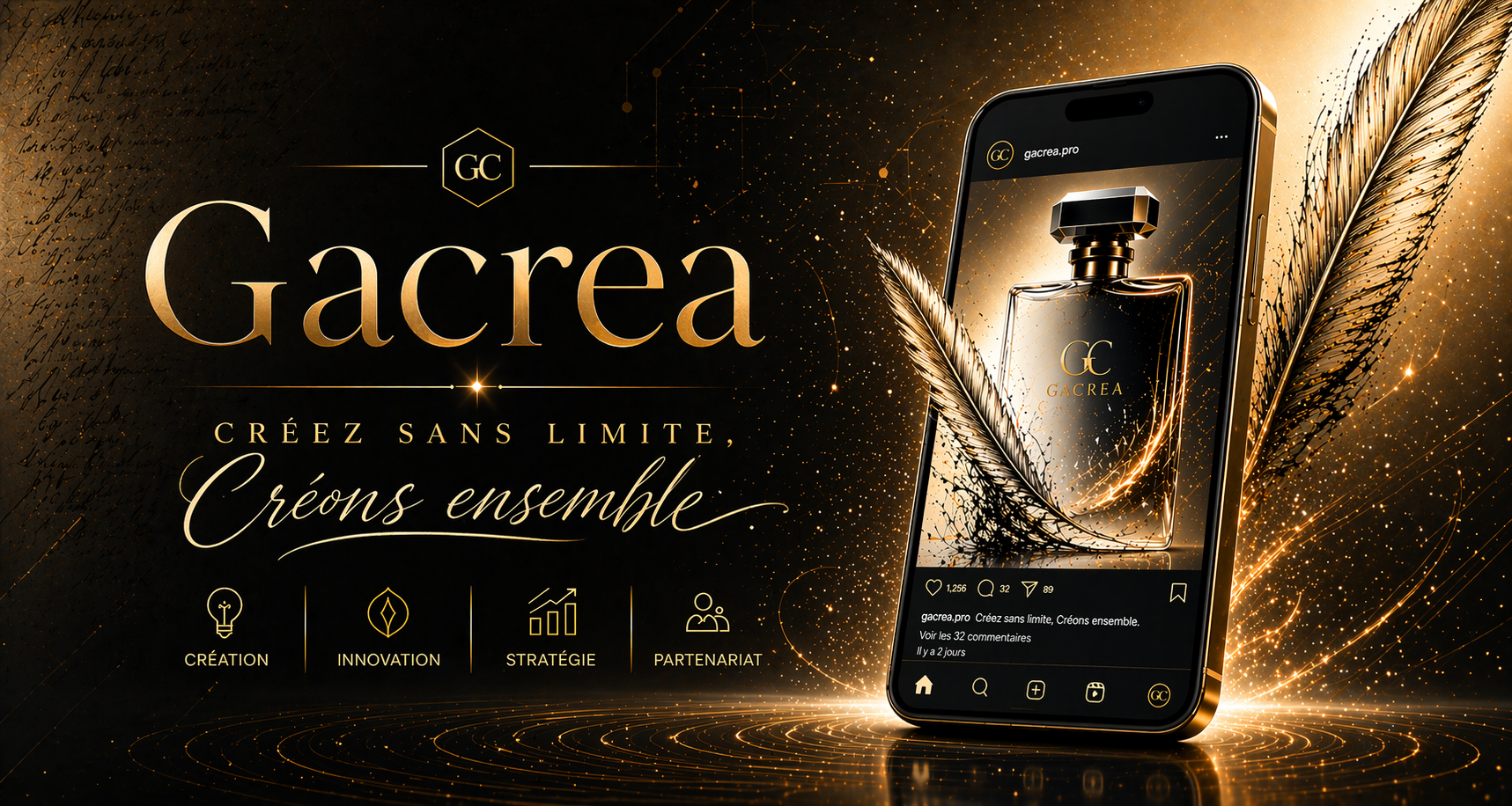 Gacrea, communauté créative avec galerie, portfolios, défis et annonces